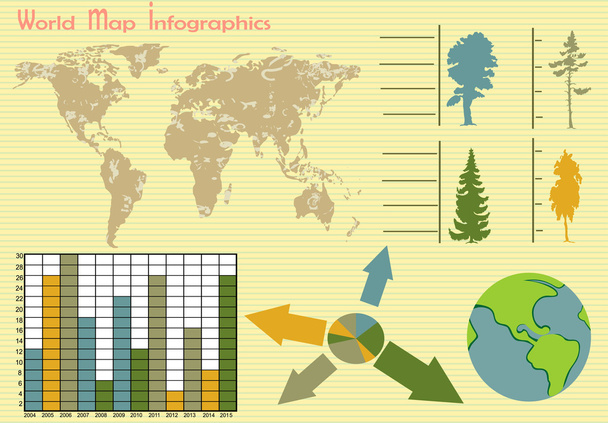 világtérkép infografika - Vektor, kép