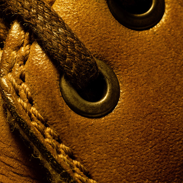 Brown laces on leather shoes - Photo, Image