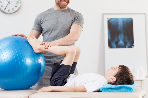 Physiotherapy with fitness ball - Fotoğraf, Görsel