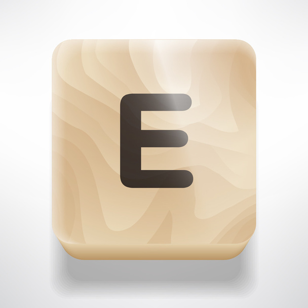 Cubo de madera con letra E
 - Vector, Imagen