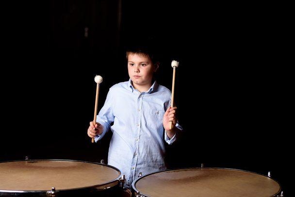 Little drummer with drumsticks - Foto, Imagem