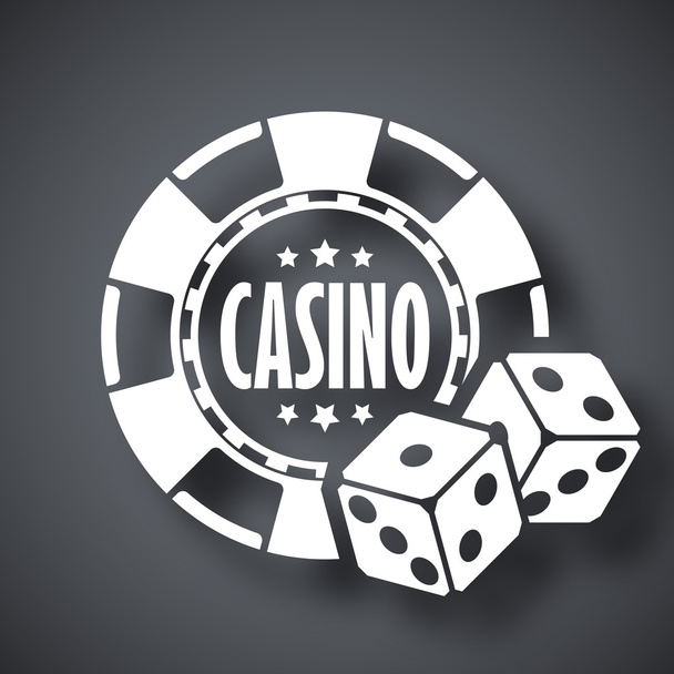 gambling chip with two dices - Vector, Image