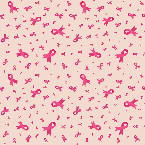 Seamless pattern with Breast cancer support ribbons - Διάνυσμα, εικόνα