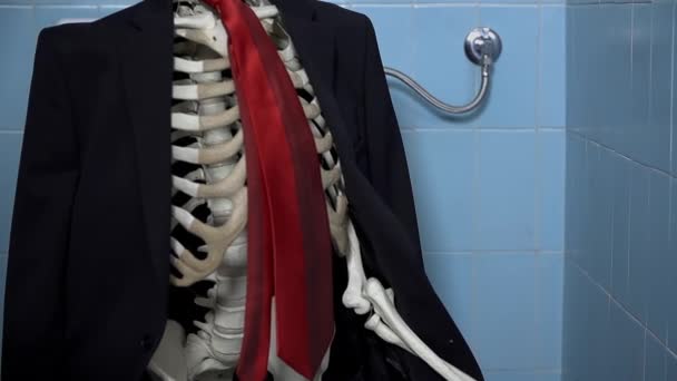 Skeleton is sitting on the toilet - Footage, Video
