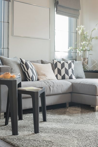 sala de estar moderna com travesseiros abd branco preto
 - Foto, Imagem