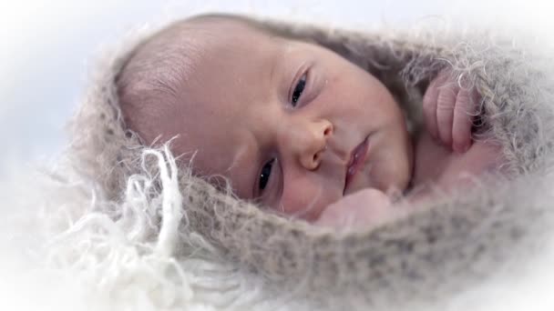 Το μωρό είναι καλυμμένο με μάλλινο ύφασμα - Πλάνα, βίντεο
