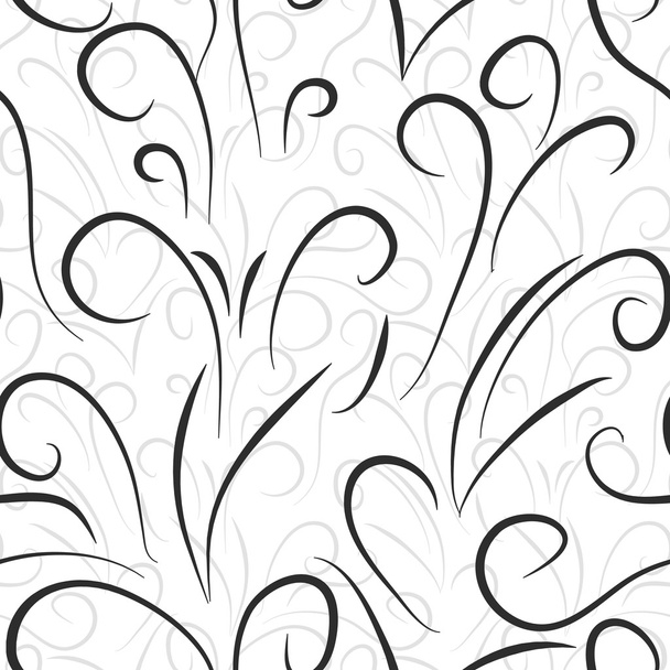 Seamless pattern with black and grey curve lines on the white color background - Vektör, Görsel