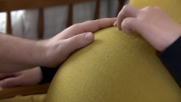 Pregnant woman sitting on armchair - Footage, Video