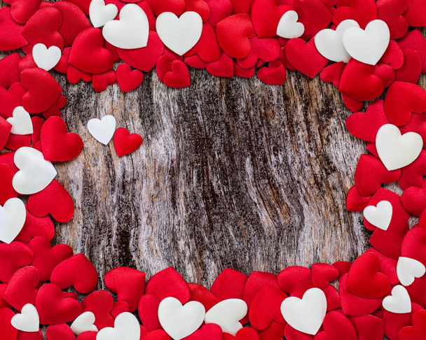 Valentines day background with red hearts. Copy space - Photo, Image