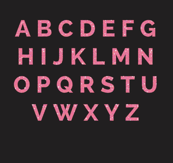 Stylized  sparkling pink glitter fancy latin abc alphabet. Use letters to make your own text. - Διάνυσμα, εικόνα