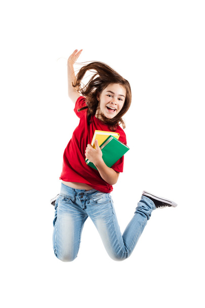 Girl jumping, running isolated on white background - Foto, immagini