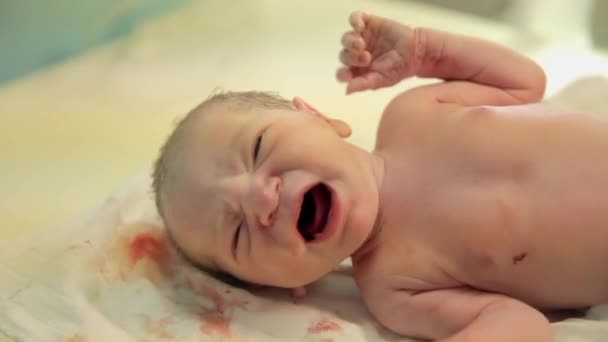 Gerade geborenes Baby weint - Filmmaterial, Video