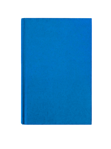 İzole parlak mavi düz ciltli kitap ön kapağı dik dikey - Fotoğraf, Görsel