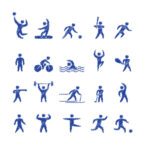Vector pencil shape popular sports athletes icons. - Vector, Image