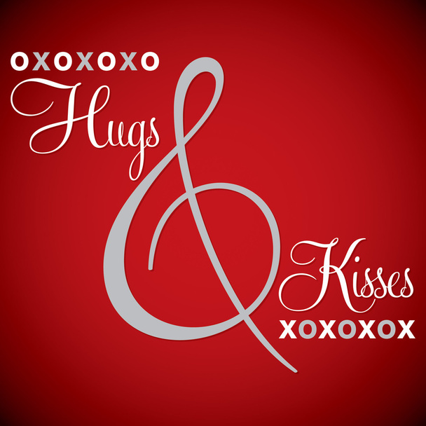 Elegant typographic 'Hugs & Kisses' card in vector format - Vector, Image