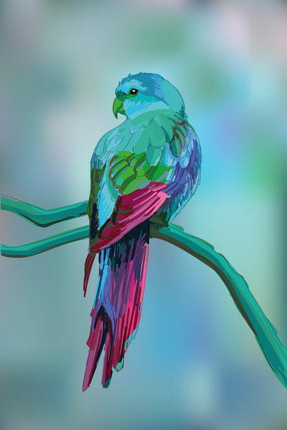 Beautiful exotic parrot on blurred background. - Vektor, kép