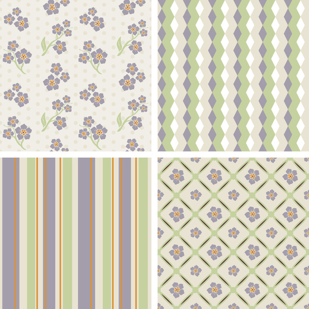 Vector seamless tiling patterns - romantic flowers - Vector, Image