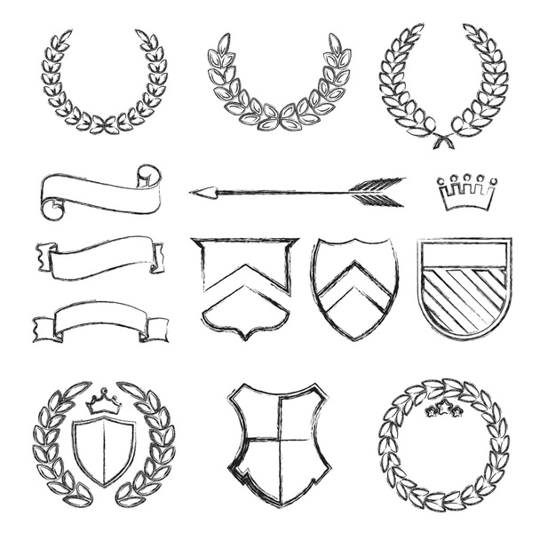 Silhouette laurel wreaths in different shapes - Vector, Image