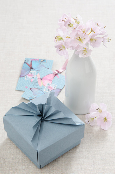 Origami mavi kutu hediye - Fotoğraf, Görsel