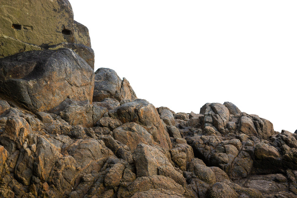 Grande rocha no fundo branco isolado
 - Foto, Imagem