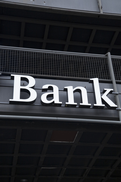 Bank Sign on Building Facade - Fotoğraf, Görsel