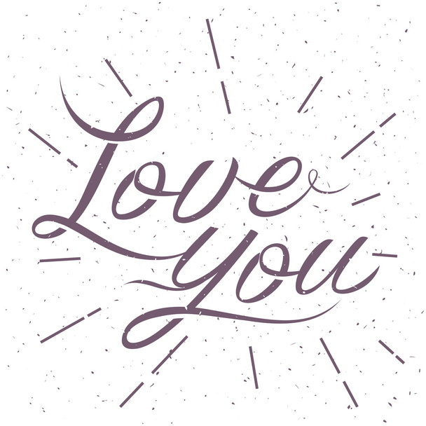 Calligraphy hand written lettering text Love You for greeting with Valentines day - Wektor, obraz