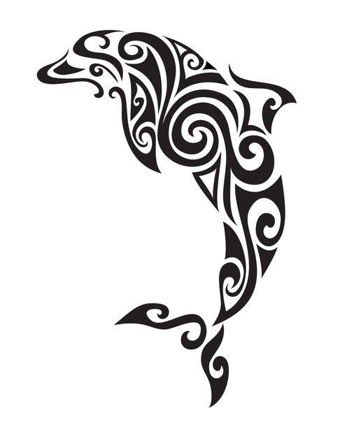 Ornamental decorative dolphin - Vettoriali, immagini