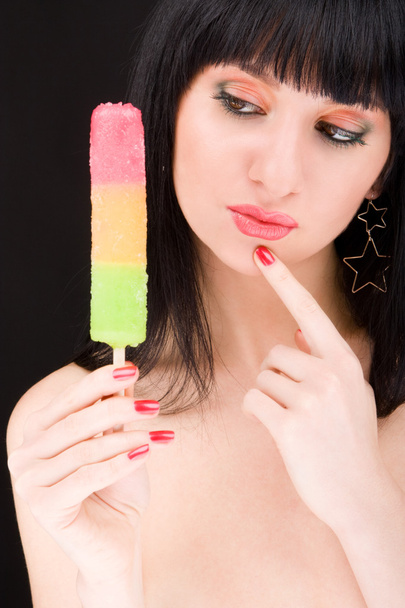Sweet woman with icecream - Фото, зображення