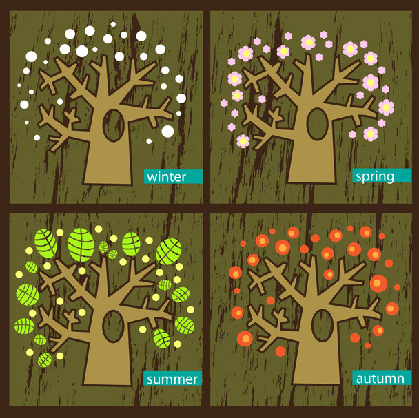 čtyři stromy - Vektor, obrázek