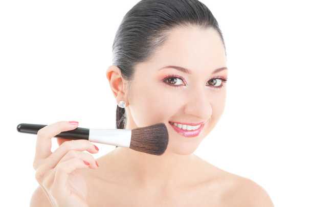 Young woman with brush for makeup - Foto, Bild