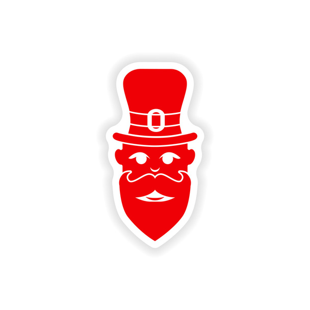 stylish paper sticker on white background man hat beard - Vector, Image