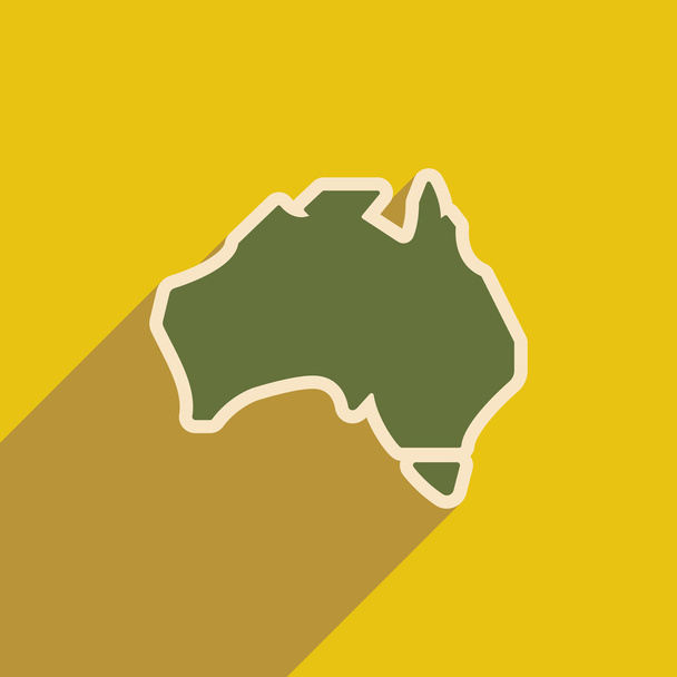 flaches Symbol mit langer Schattenkarte von Australien - Vektor, Bild