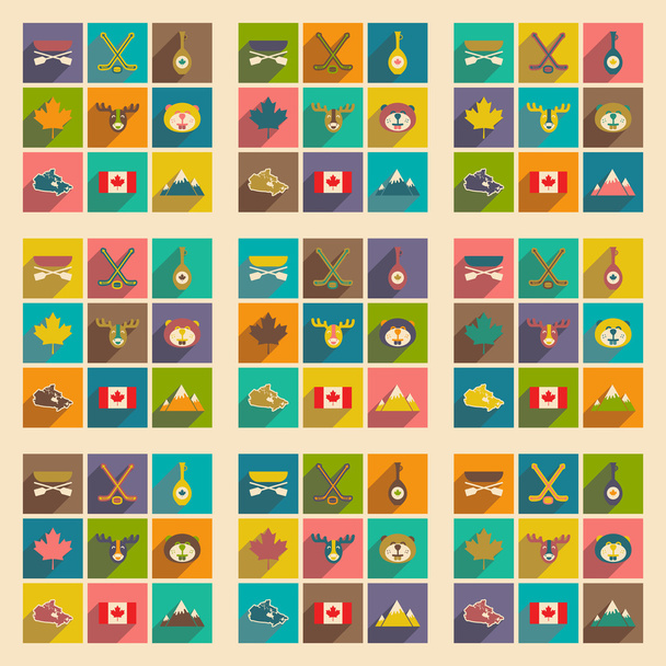 Set of flat icons with long shadow Canada - Vector, Image
