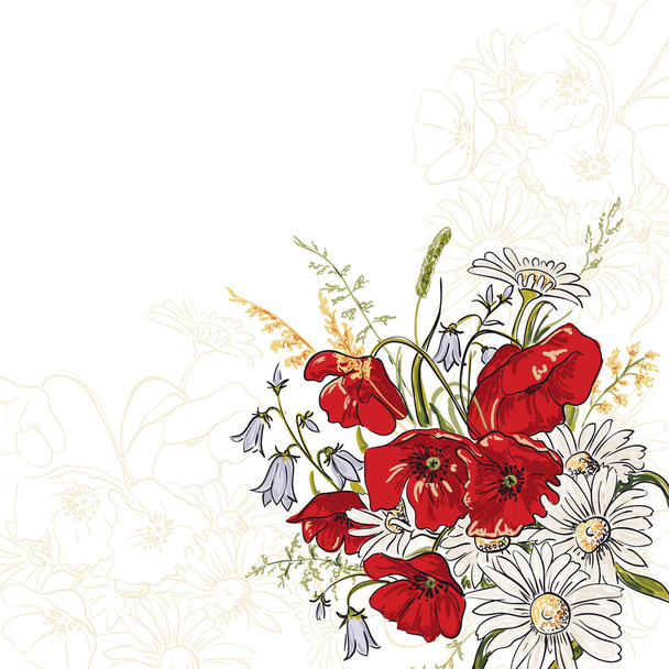 Elegance background with poppy flowers - Wektor, obraz