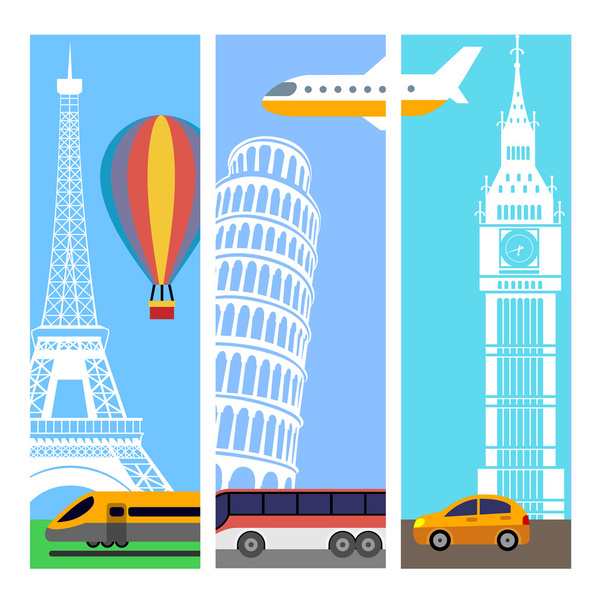 Vervoer reizen verticale banners  - Vector, afbeelding