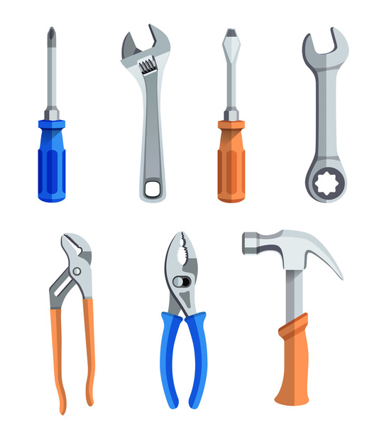 Repair tools flat icons set - Vektör, Görsel