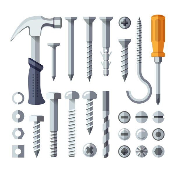 Repair tools flat icons set - Vector, imagen