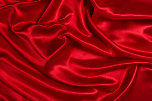 バレンタインデーの背景、バレンタイン ハート赤シルク - 写真・画像
