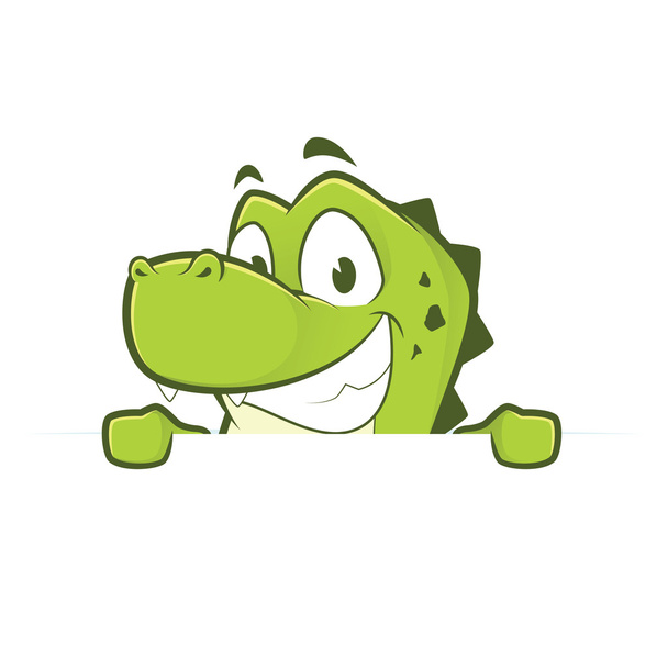 Crocodile or alligator holding and looking over a blank sign board - Vector, Image