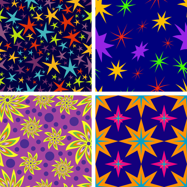 Reihe nahtloser Muster von Sternen - Vektor, Bild