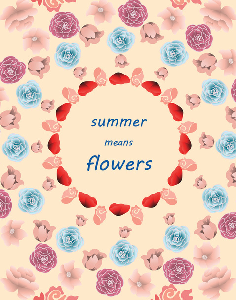 Summer colorful multiple flowers - Vecteur, image
