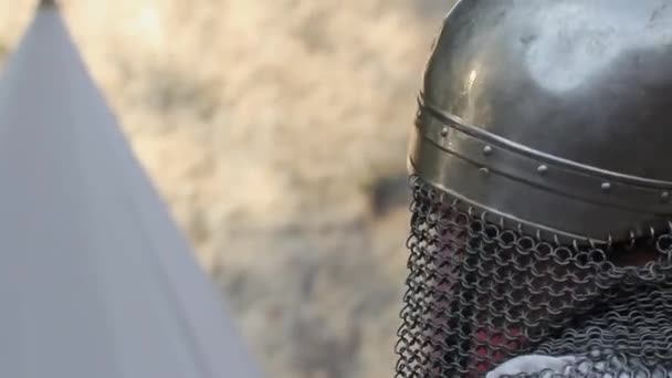 Medieval knight with weapon  - Video, Çekim
