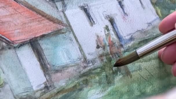 pintor pintura e ele está criando uma igreja
 - Filmagem, Vídeo