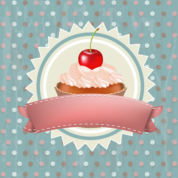 Birthday Cupcake With Cherry - Вектор,изображение