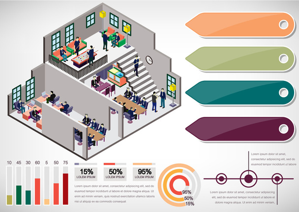 illustration of info graphic interior room concept - Vector, Image