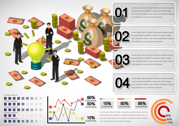 illustration of info graphic money equipment concept - Vektor, Bild