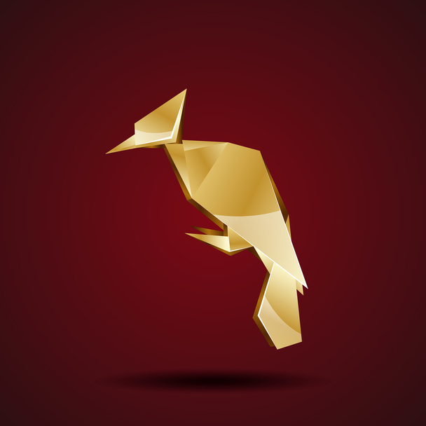vector gouden origami specht - Vector, afbeelding