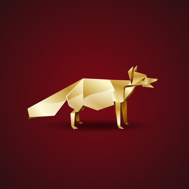 vector gouden origami fox - Vector, afbeelding