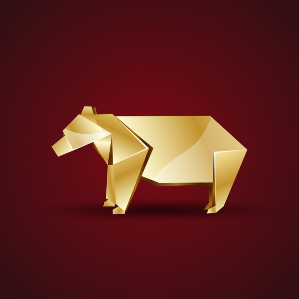 vector dorado origami oso
 - Vector, imagen