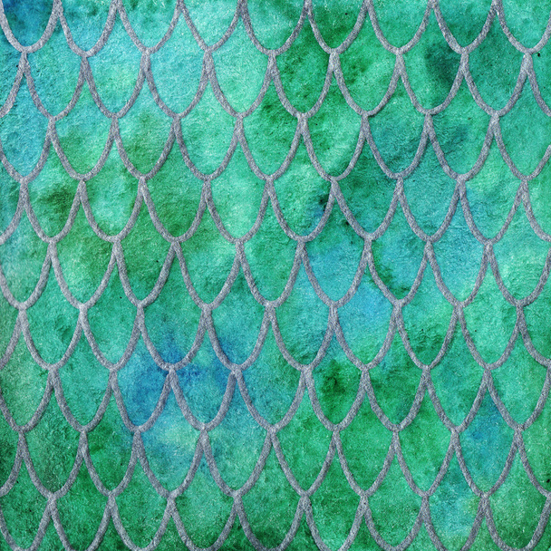 Dragon skin scales green silver emerald pattern texture background - Photo, Image